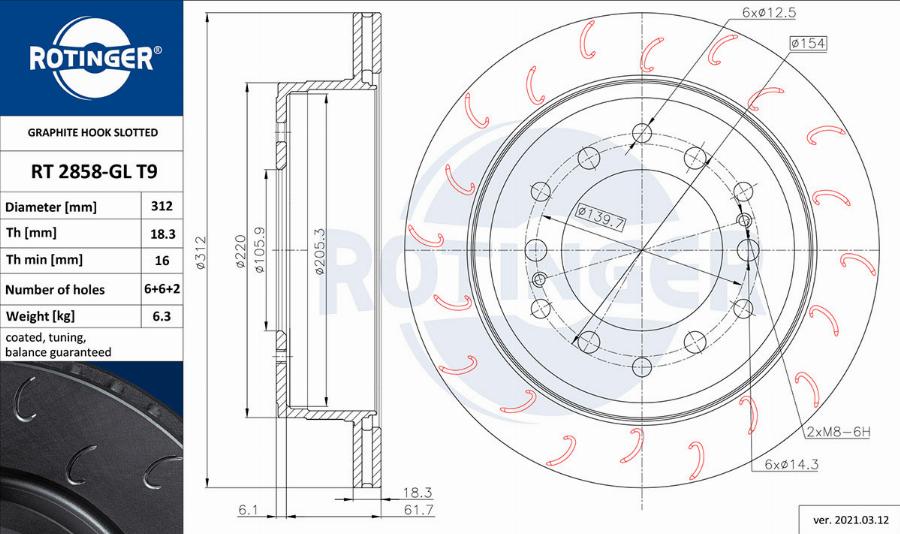 Rotinger RT 2858-GL T9 - Brake Disc autospares.lv