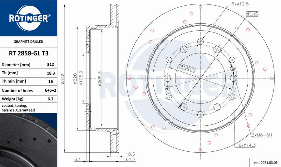 Rotinger RT 2858-GL T3 - Brake Disc autospares.lv