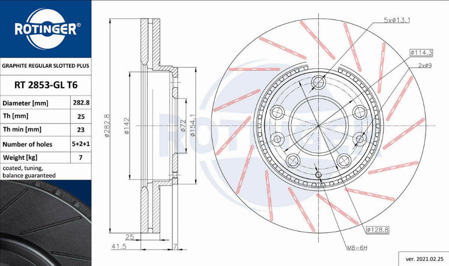 Rotinger RT 2853-GL T6 - Brake Disc autospares.lv