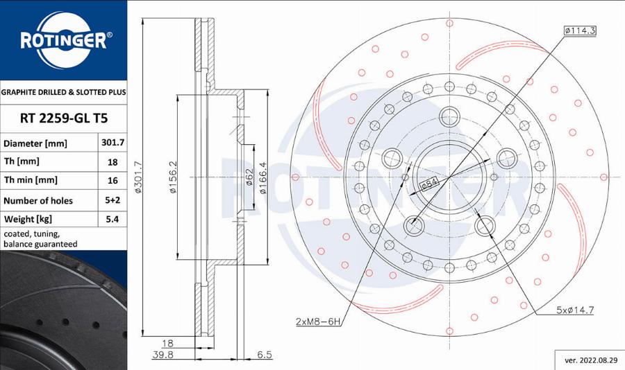 Rotinger RT 2259-GL T5 - Brake Disc autospares.lv