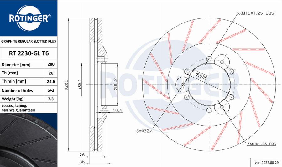 Rotinger RT 2230-GL T6 - Brake Disc autospares.lv