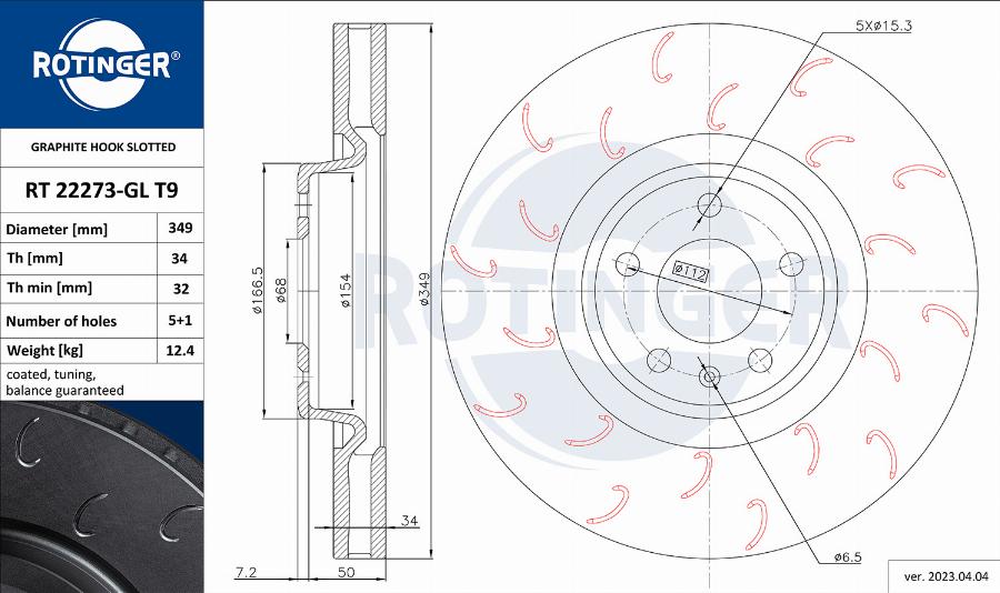 Rotinger RT 22273-GL T9 - Brake Disc autospares.lv