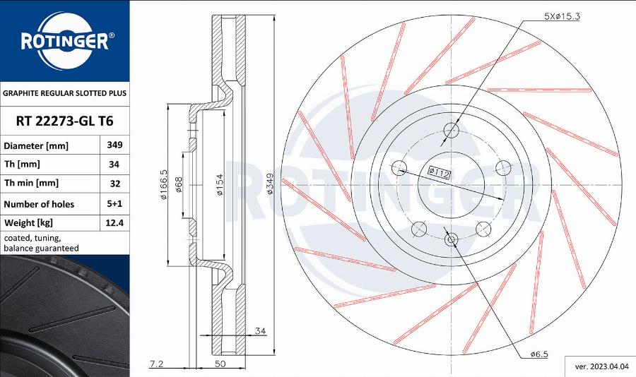 Rotinger RT 22273-GL T6 - Brake Disc autospares.lv