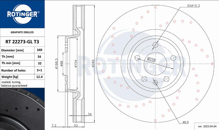 Rotinger RT 22273-GL T3 - Brake Disc autospares.lv