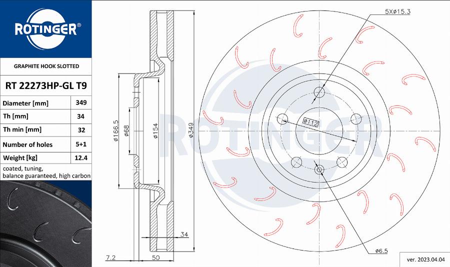 Rotinger RT 22273HP-GL T9 - Brake Disc autospares.lv