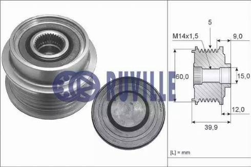 Ruville 59926 - Pulley, alternator, freewheel clutch autospares.lv