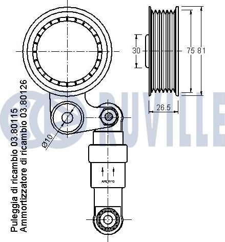 Ruville 540825 - Belt Tensioner, v-ribbed belt autospares.lv