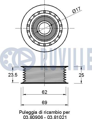 Ruville 541415 - Pulley, v-ribbed belt autospares.lv