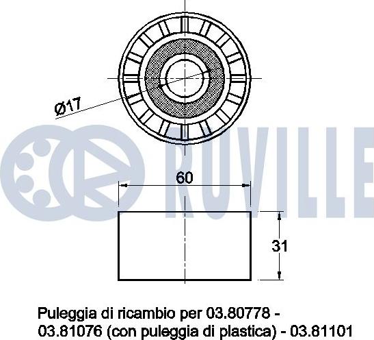 Ruville 541470 - Pulley, v-ribbed belt autospares.lv