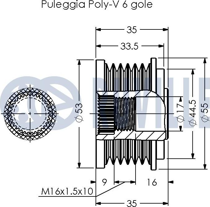 Ruville 541039 - Pulley, alternator, freewheel clutch autospares.lv