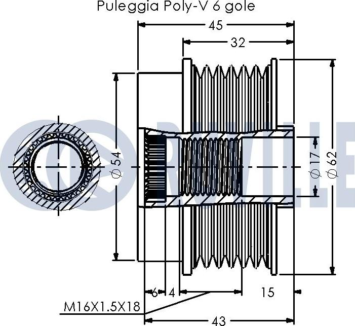 Ruville 542554 - Pulley, alternator, freewheel clutch autospares.lv