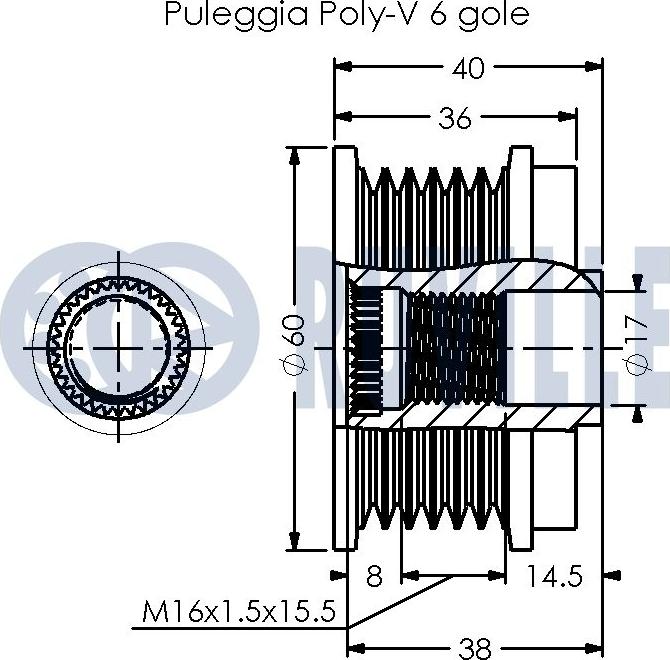 Ruville 542550 - Pulley, alternator, freewheel clutch autospares.lv