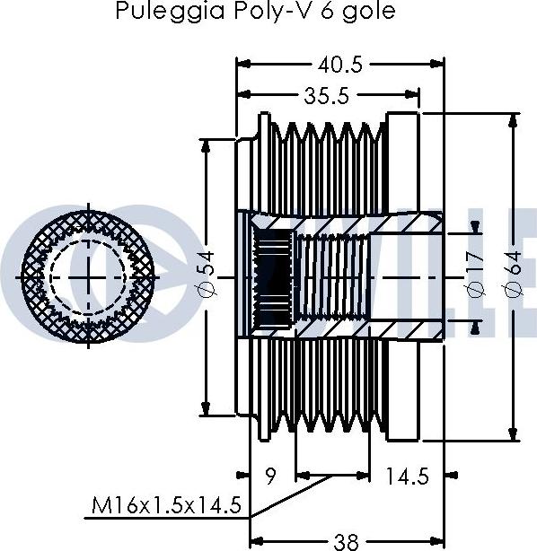 Ruville 542509 - Pulley, alternator, freewheel clutch autospares.lv