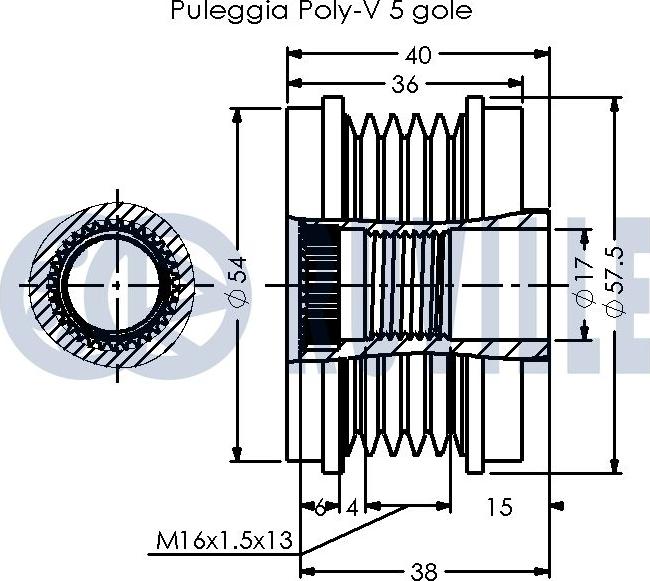 Ruville 542586 - Pulley, alternator, freewheel clutch autospares.lv