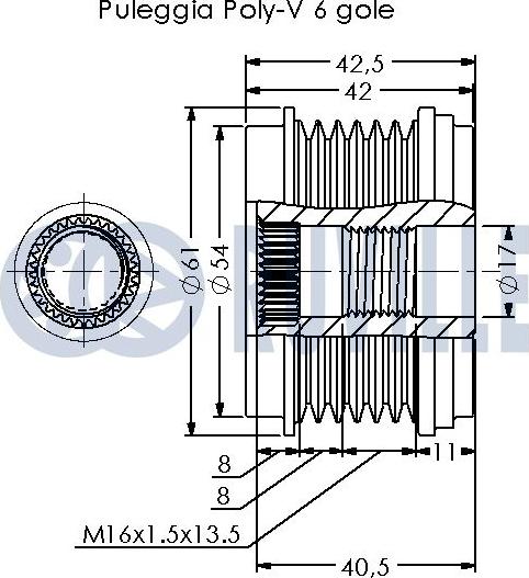 Ruville 542680 - Pulley, alternator, freewheel clutch autospares.lv