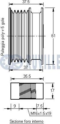 Ruville 542158 - Pulley, alternator, freewheel clutch autospares.lv