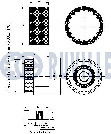 Ruville 542177 - Pulley, alternator, freewheel clutch autospares.lv