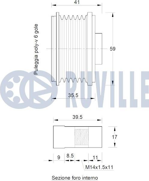 Ruville 542807 - Pulley, alternator, freewheel clutch autospares.lv