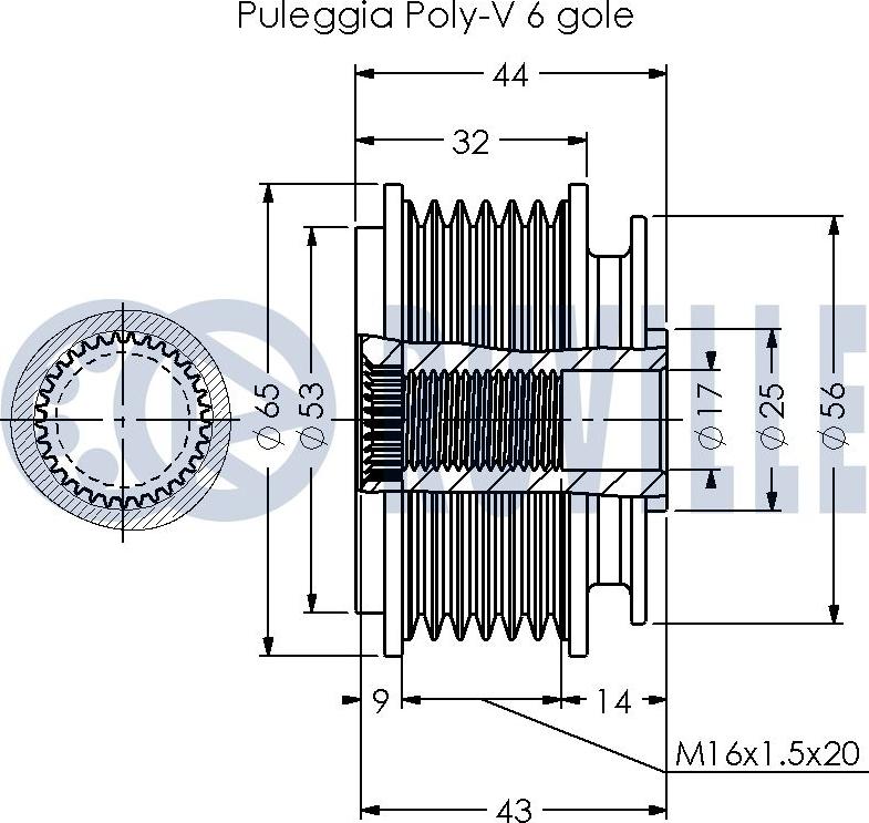 Ruville 542350 - Pulley, alternator, freewheel clutch autospares.lv