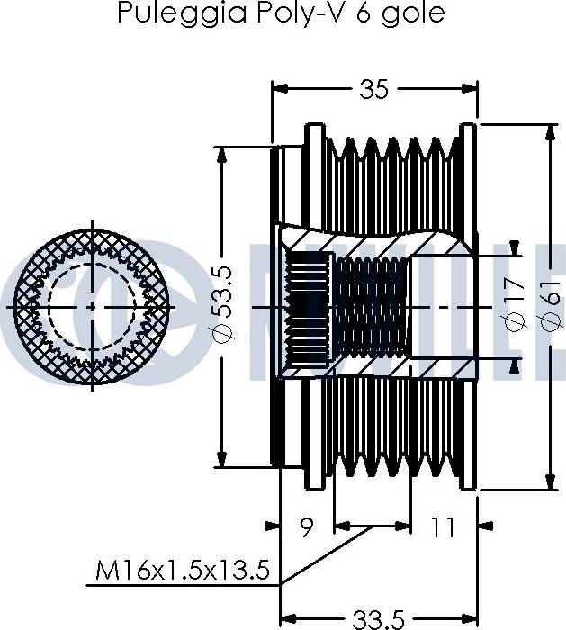 Ruville 542387 - Pulley, alternator, freewheel clutch autospares.lv