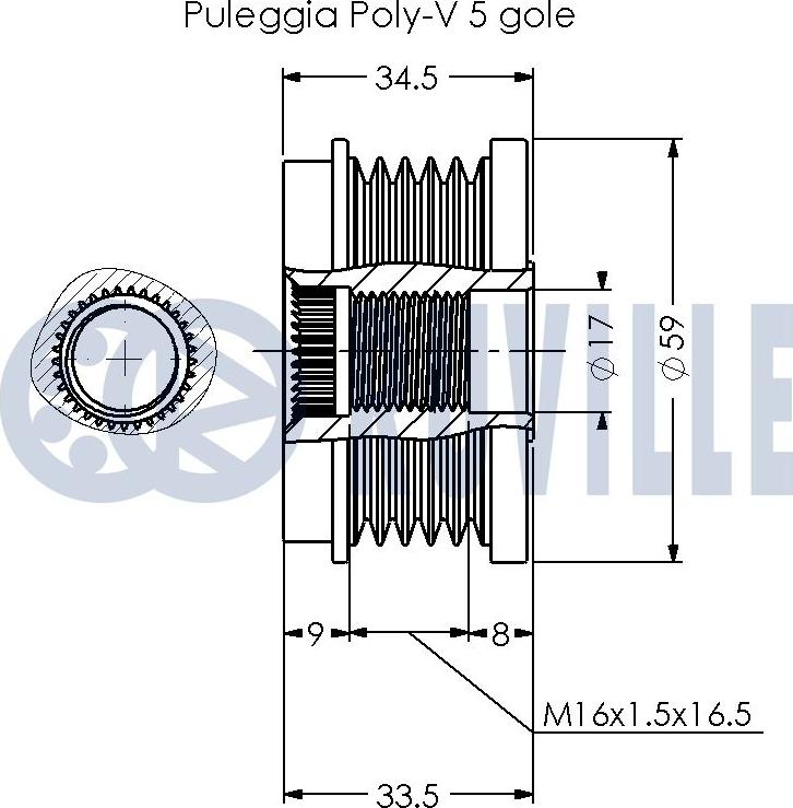 Ruville 542339 - Pulley, alternator, freewheel clutch autospares.lv