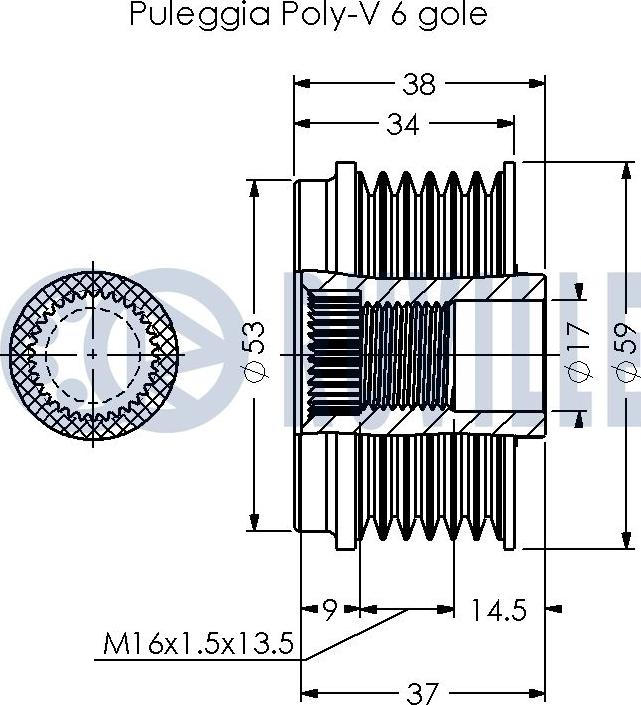 Ruville 542373 - Pulley, alternator, freewheel clutch autospares.lv