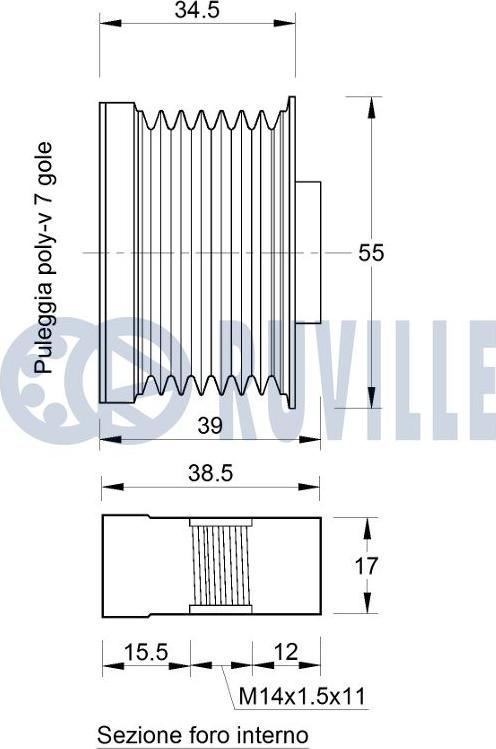 Ruville 542763 - Pulley, alternator, freewheel clutch autospares.lv