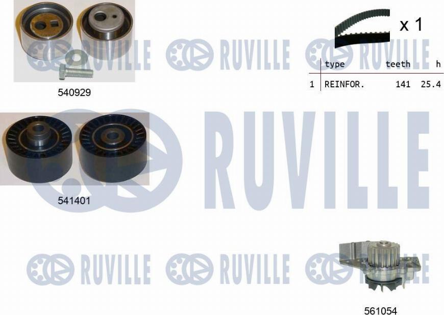 Ruville 5505131 - Water Pump & Timing Belt Set autospares.lv