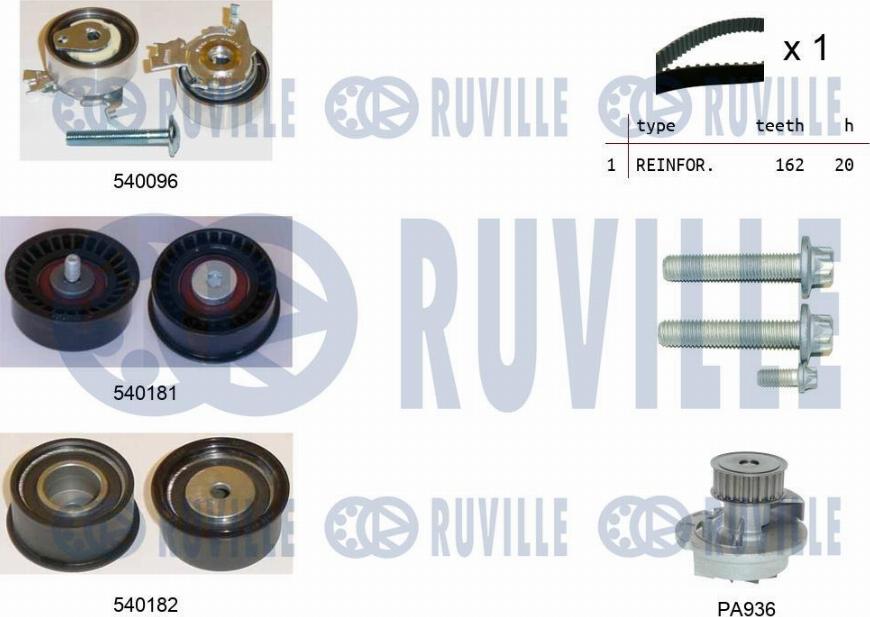 Ruville 5500401 - Water Pump & Timing Belt Set autospares.lv