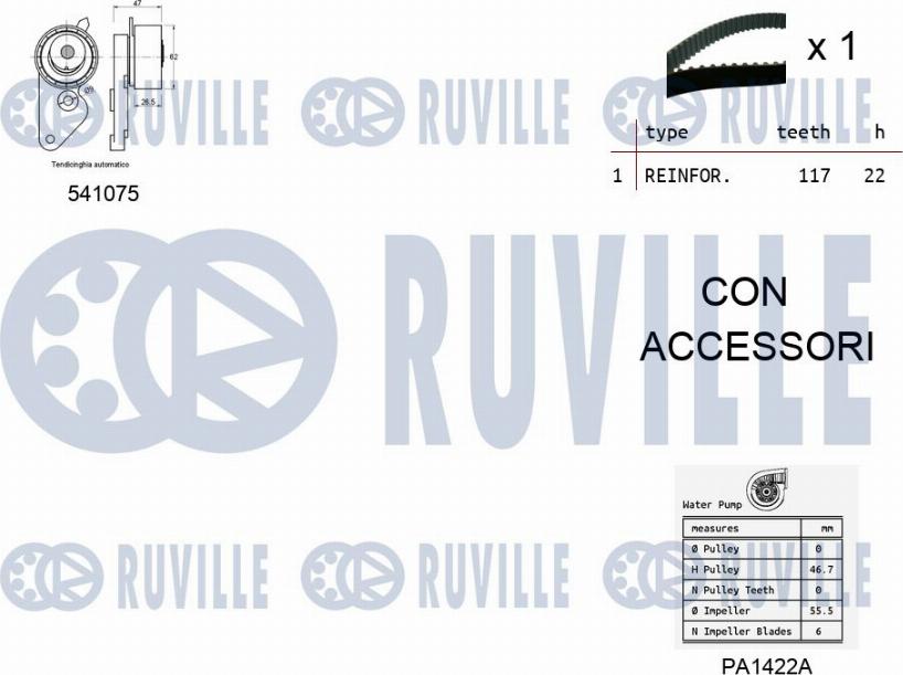 Ruville 5500642 - Water Pump & Timing Belt Set autospares.lv