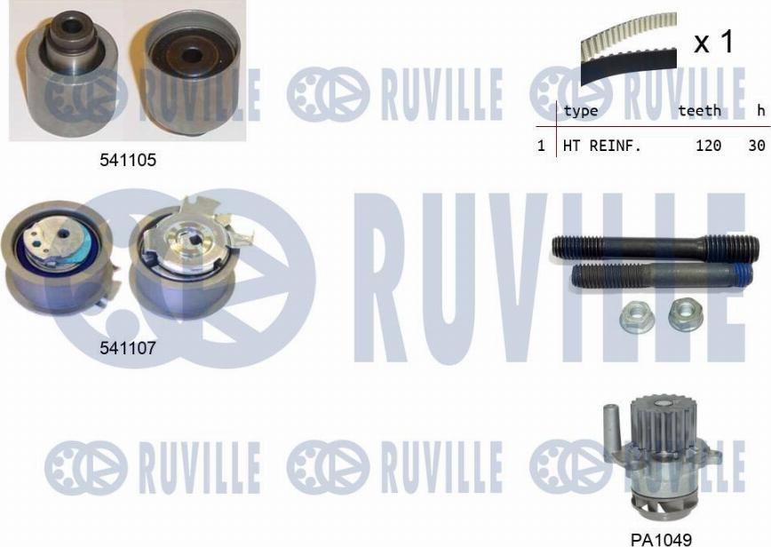 Ruville 5500613 - Water Pump & Timing Belt Set autospares.lv
