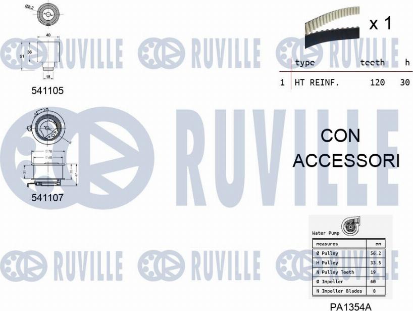 Ruville 5500612 - Water Pump & Timing Belt Set autospares.lv