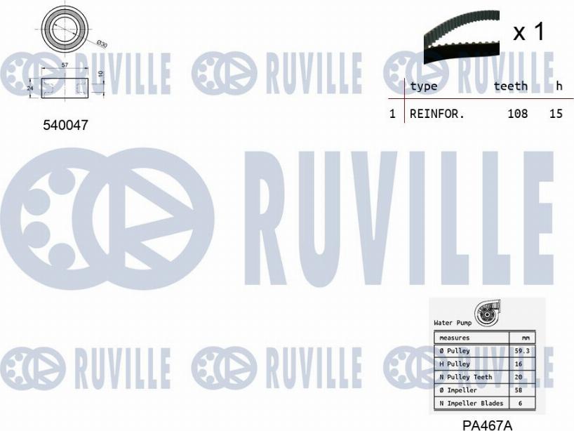 Ruville 5500241 - Water Pump & Timing Belt Set autospares.lv