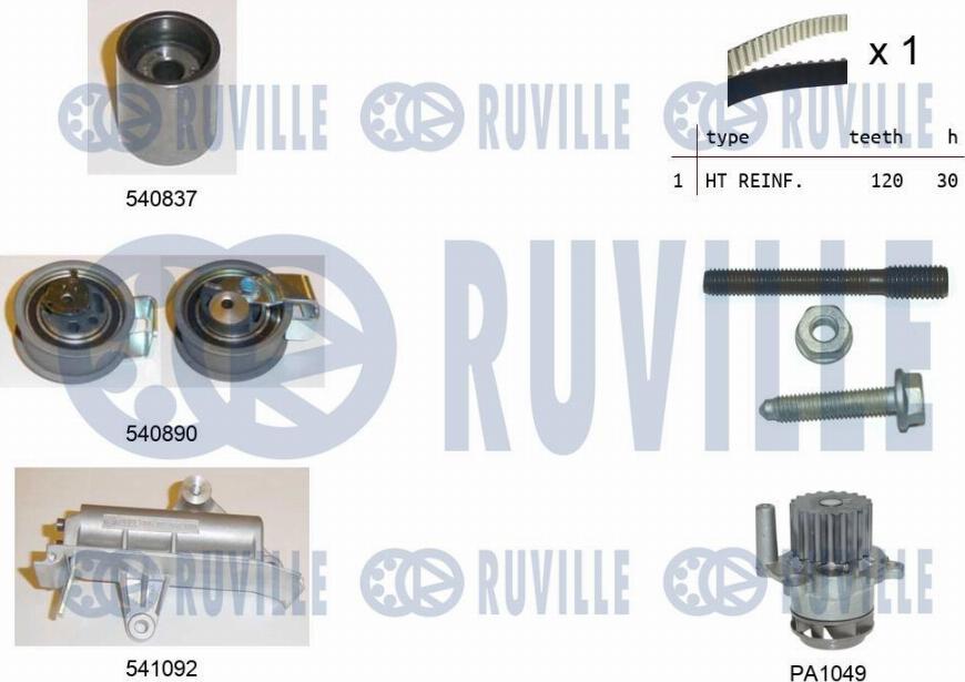 Ruville 5501382 - Water Pump & Timing Belt Set autospares.lv