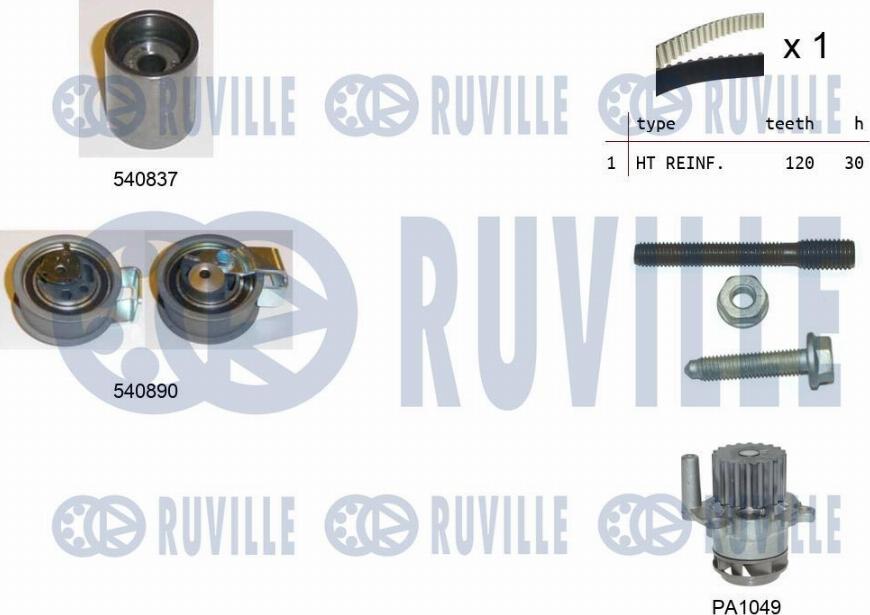 Ruville 5501372 - Water Pump & Timing Belt Set autospares.lv