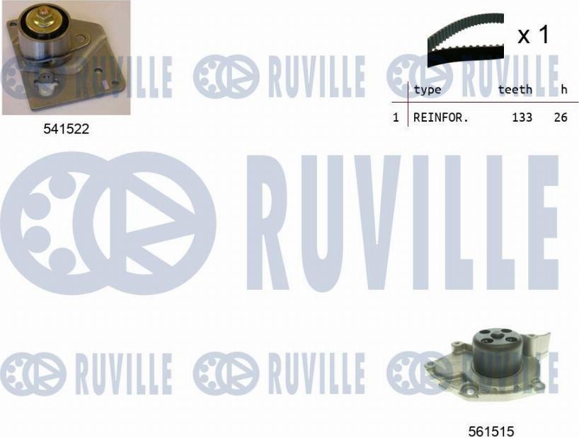 Ruville 5501282 - Water Pump & Timing Belt Set autospares.lv