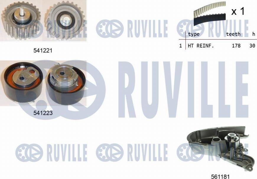 Ruville 5501221 - Water Pump & Timing Belt Set autospares.lv