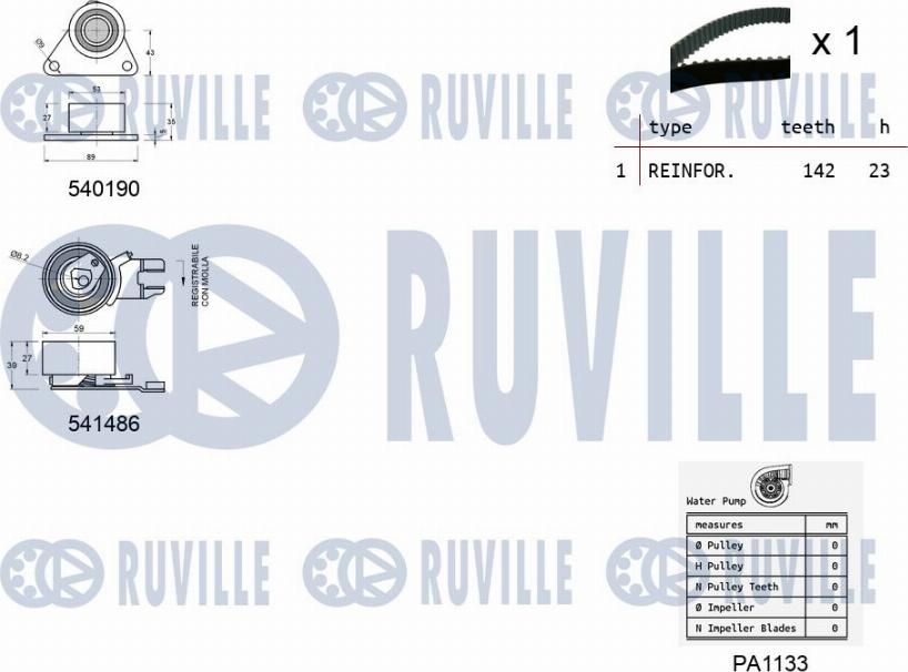 Ruville 5503641 - Water Pump & Timing Belt Set autospares.lv