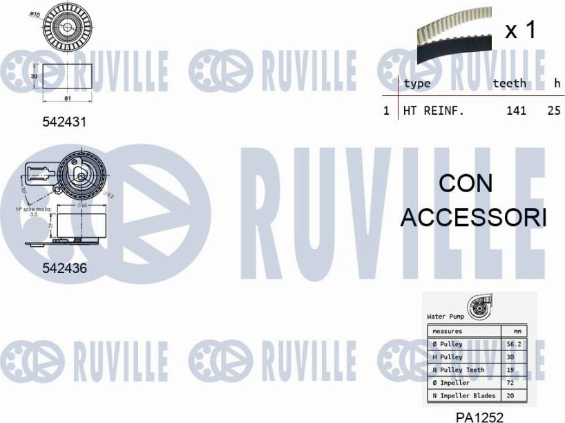 Ruville 5503681 - Water Pump & Timing Belt Set autospares.lv