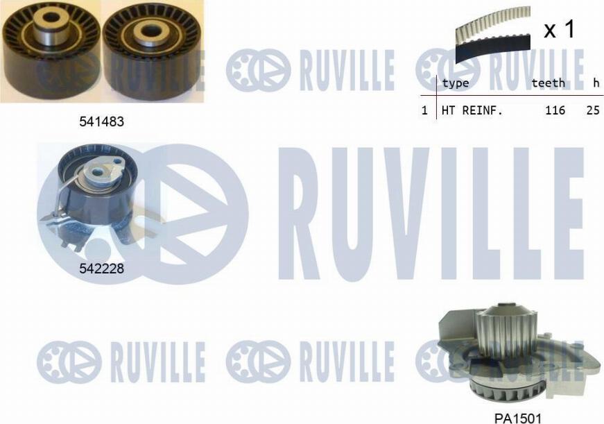 Ruville 5503671 - Water Pump & Timing Belt Set autospares.lv