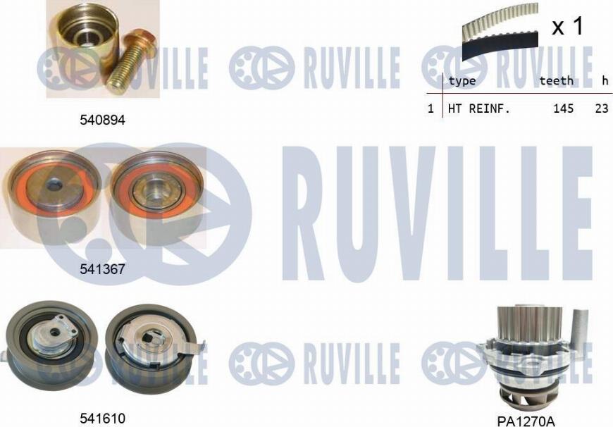 Ruville 5503121 - Water Pump & Timing Belt Set autospares.lv