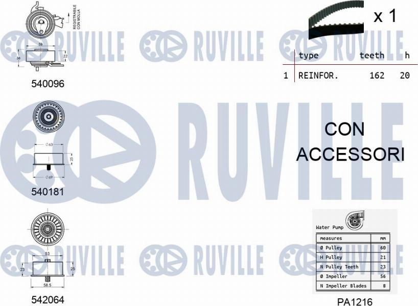 Ruville 5503171 - Water Pump & Timing Belt Set autospares.lv