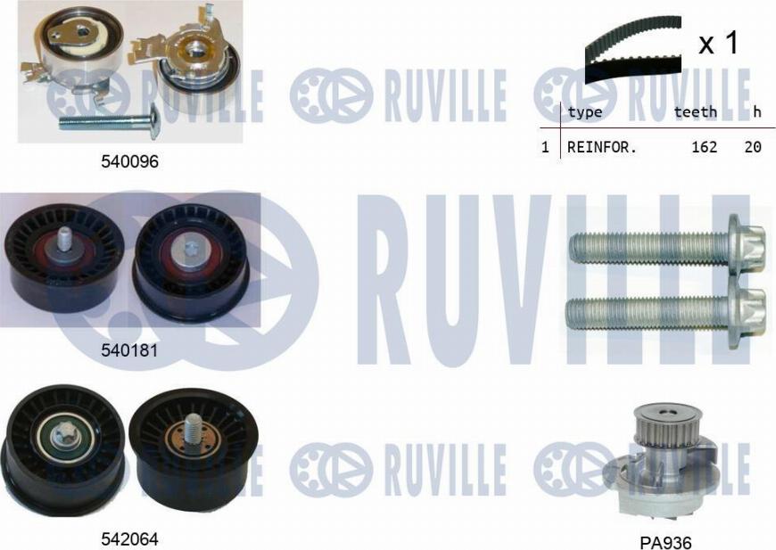Ruville 5503173 - Water Pump & Timing Belt Set autospares.lv