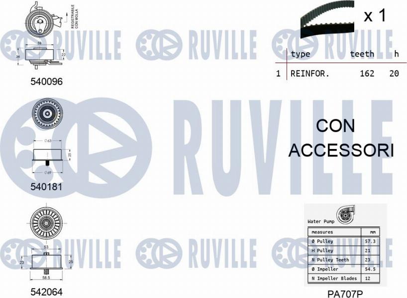 Ruville 5503172 - Water Pump & Timing Belt Set autospares.lv