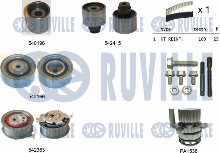 Ruville 5503351 - Water Pump & Timing Belt Set autospares.lv