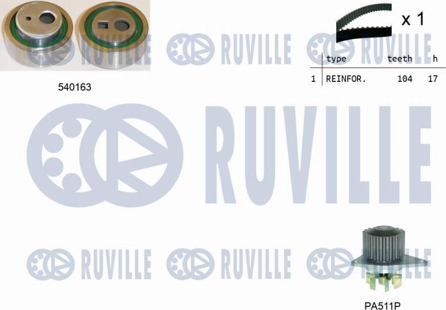 Ruville 5503291 - Water Pump & Timing Belt Set autospares.lv