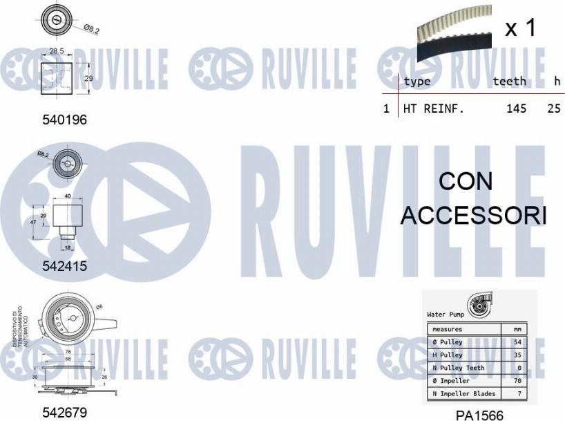 Ruville 5503761 - Water Pump & Timing Belt Set autospares.lv
