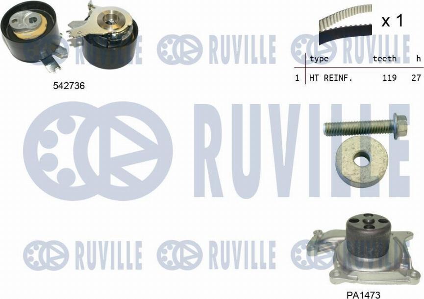 Ruville 5503781 - Water Pump & Timing Belt Set autospares.lv