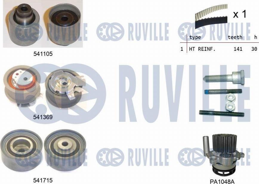 Ruville 5502991 - Water Pump & Timing Belt Set autospares.lv