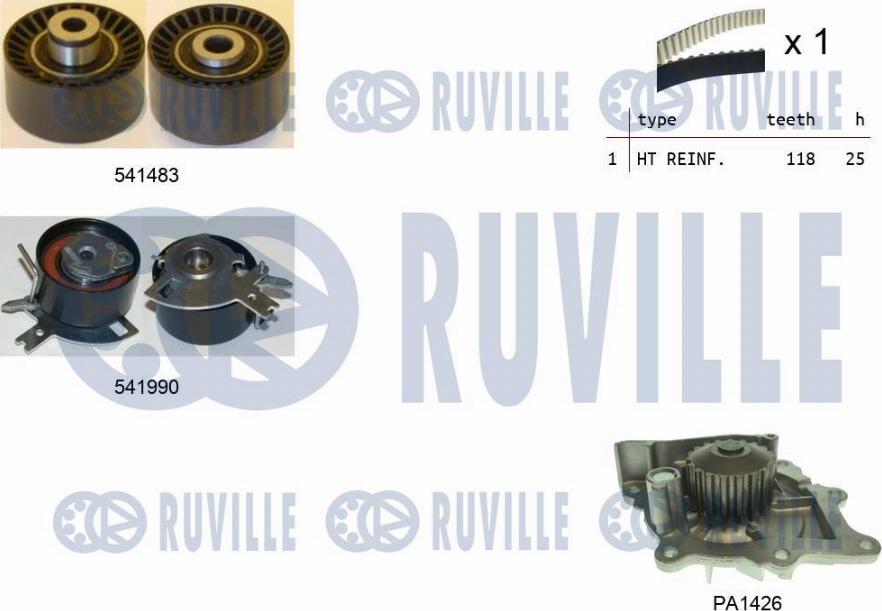 Ruville 5502801 - Water Pump & Timing Belt Set autospares.lv